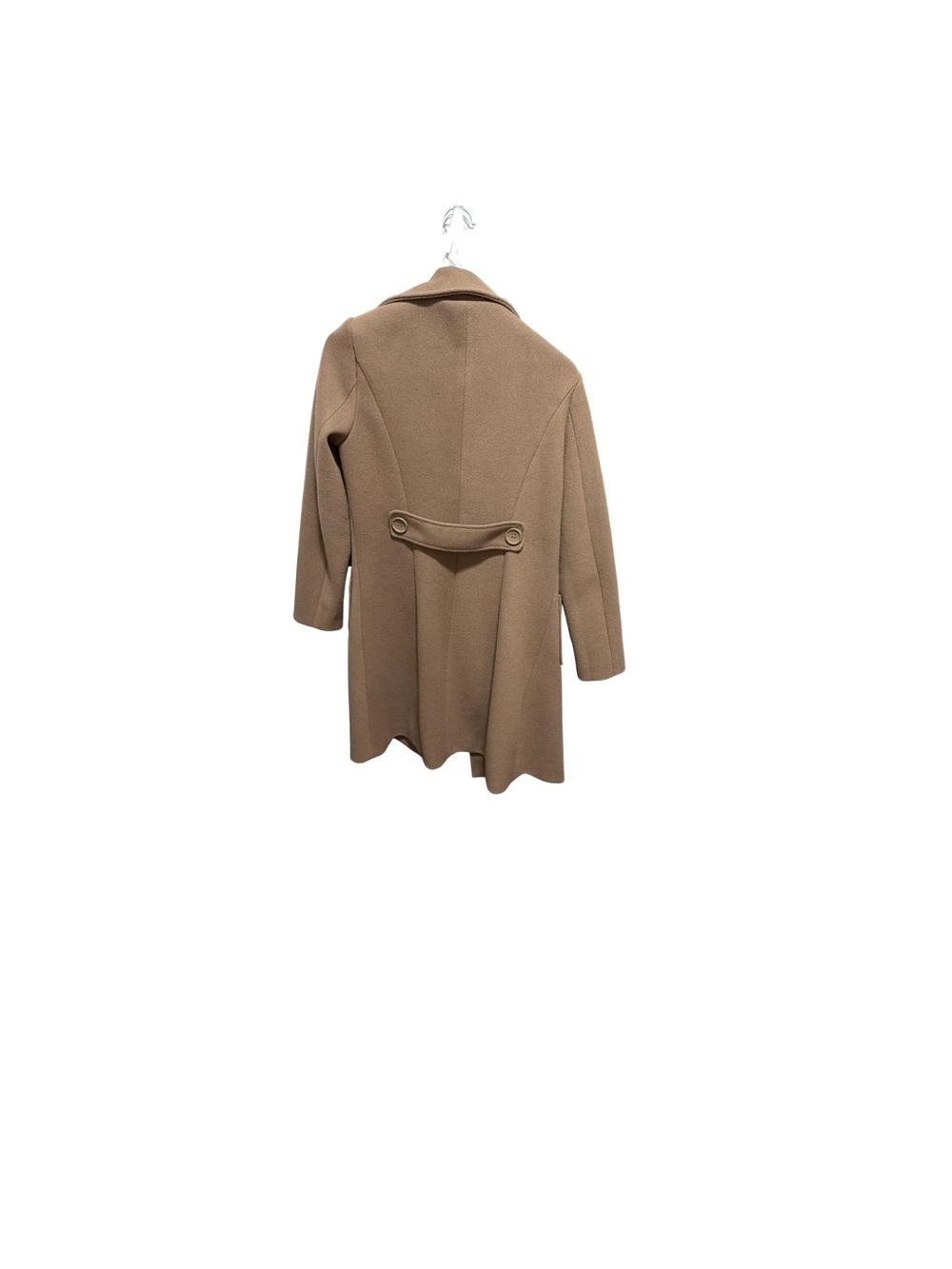 Womens Tan Wool-Blend Long Coat